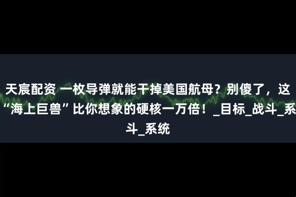 天宸配资 一枚导弹就能干掉美国航母？别傻了，这艘“海上巨兽”比你想象的硬核一万倍！_目标_战斗_系统