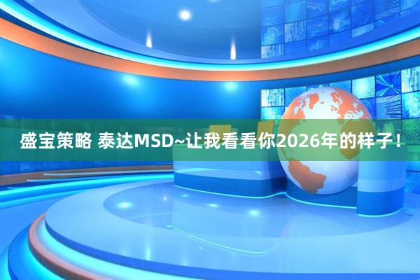 盛宝策略 泰达MSD~让我看看你2026年的样子！
